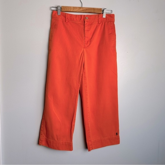 Ralph Lauren Sport Cropped Khaki Capri Pants, Size 4, Orange - Picture 1 of 11